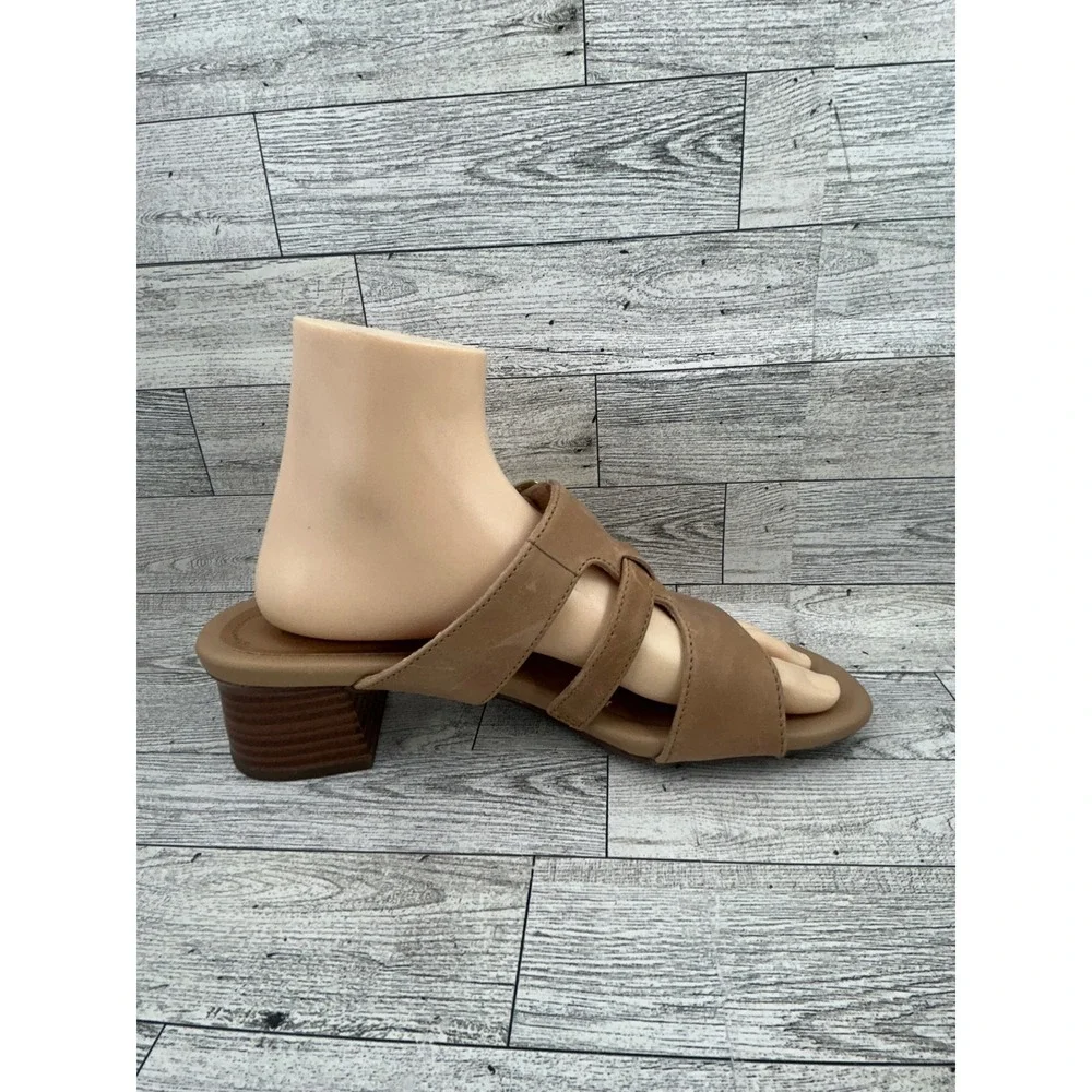 Clarks Collection Tan Leather Strappy Block Heel Sandals Women‎ US 9.5 EU 41